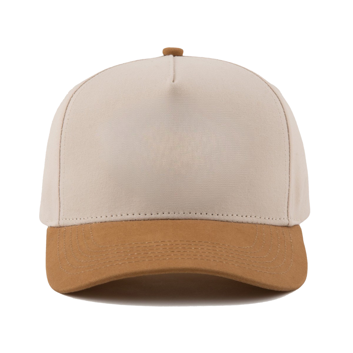 Custom headwear — cream canvas with light brown brim